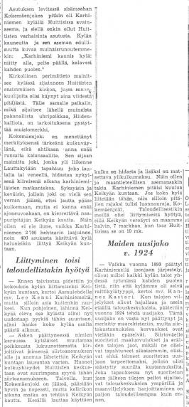 Liittyminen Keikyään lehtileike